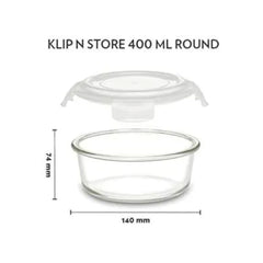 Borosil Klip N Store Round Glass Storage Container | Microwave & Oven Safe | Transparent | 1 Pc
