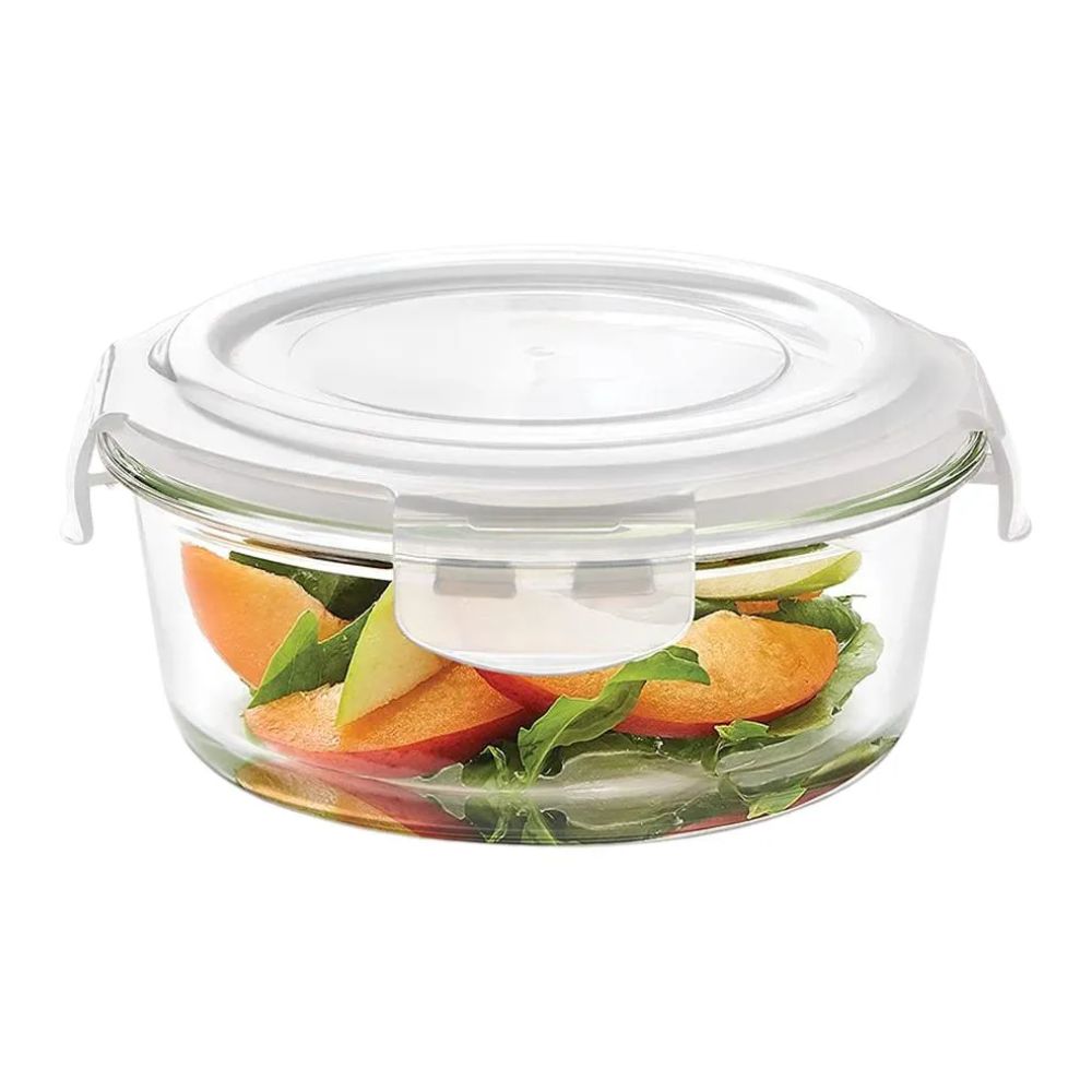 Borosil Klip N Store Round Glass Storage Container | Microwave & Oven Safe | Transparent | 1 Pc
