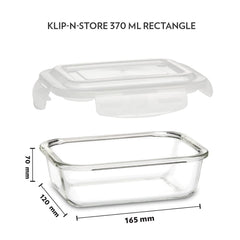 Borosil Klip N Store Rectangular Glass Storage Container | Microwave & Oven Safe | Transparent | 1 Pc