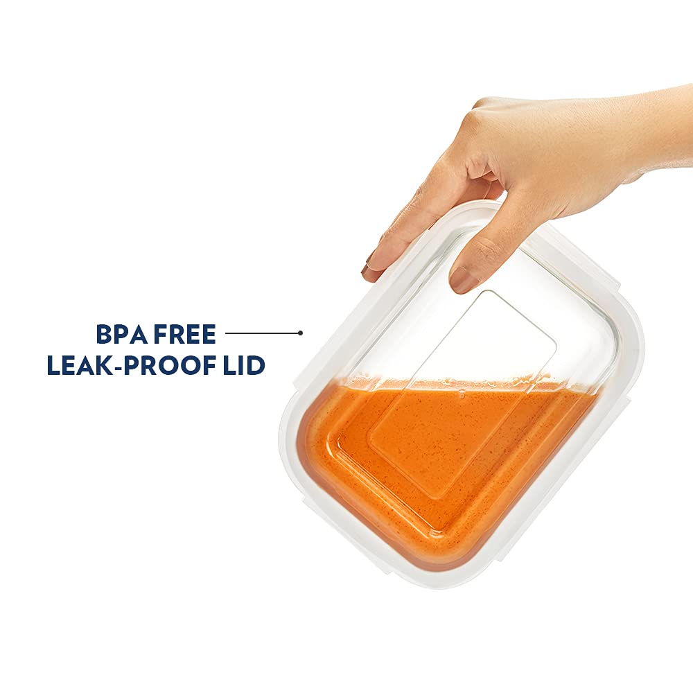 Borosil Klip N Store Rectangular Glass Storage Container | Microwave & Oven Safe | Transparent | 1 Pc