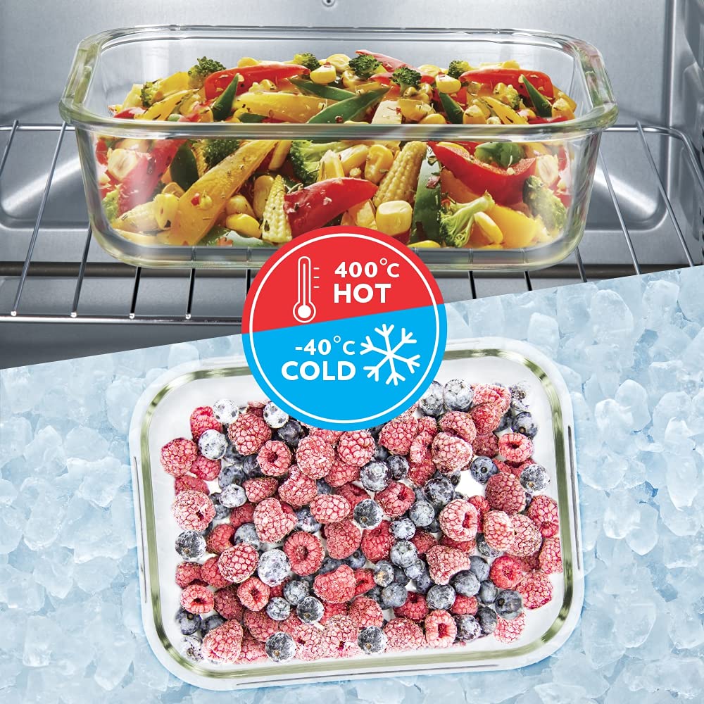 Borosil Klip N Store Rectangular Glass Storage Container | Microwave & Oven Safe | Transparent | 1 Pc
