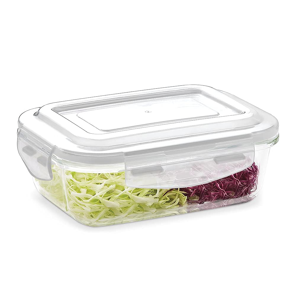 Borosil Klip N Store Rectangular Glass Storage Container | Microwave & Oven Safe | Transparent | 1 Pc