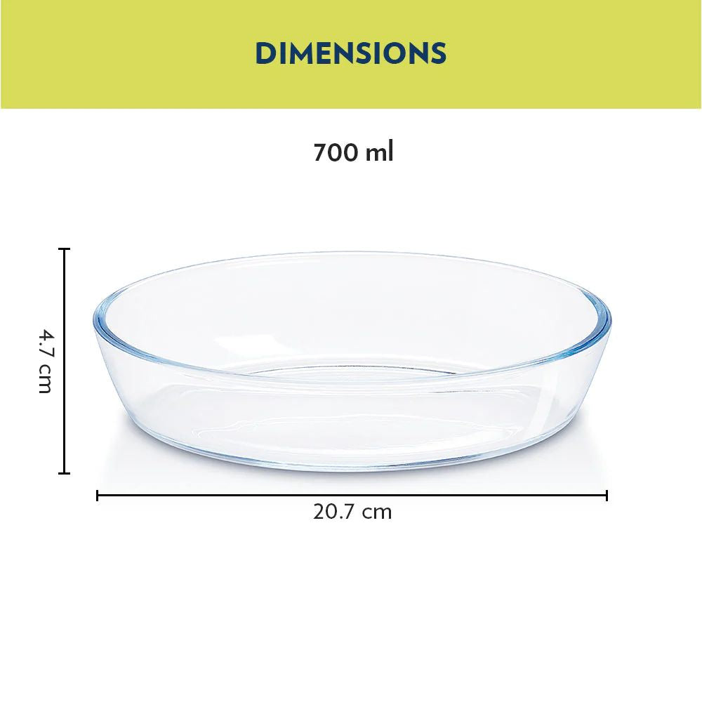 Borosil Oval Baking Dish | Microwave & Oven Safe | Transparent | 1 Pc