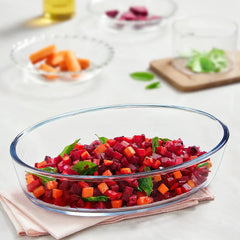 Borosil Oval Baking Dish | Microwave & Oven Safe | Transparent | 1 Pc