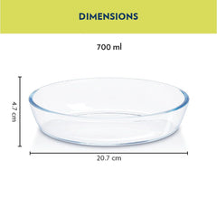 Borosil Oval Baking Dish | Microwave & Oven Safe | Transparent | 1 Pc
