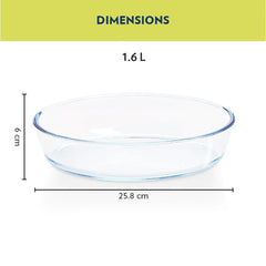Borosil Oval Baking Dish | Microwave & Oven Safe | Transparent | 1 Pc