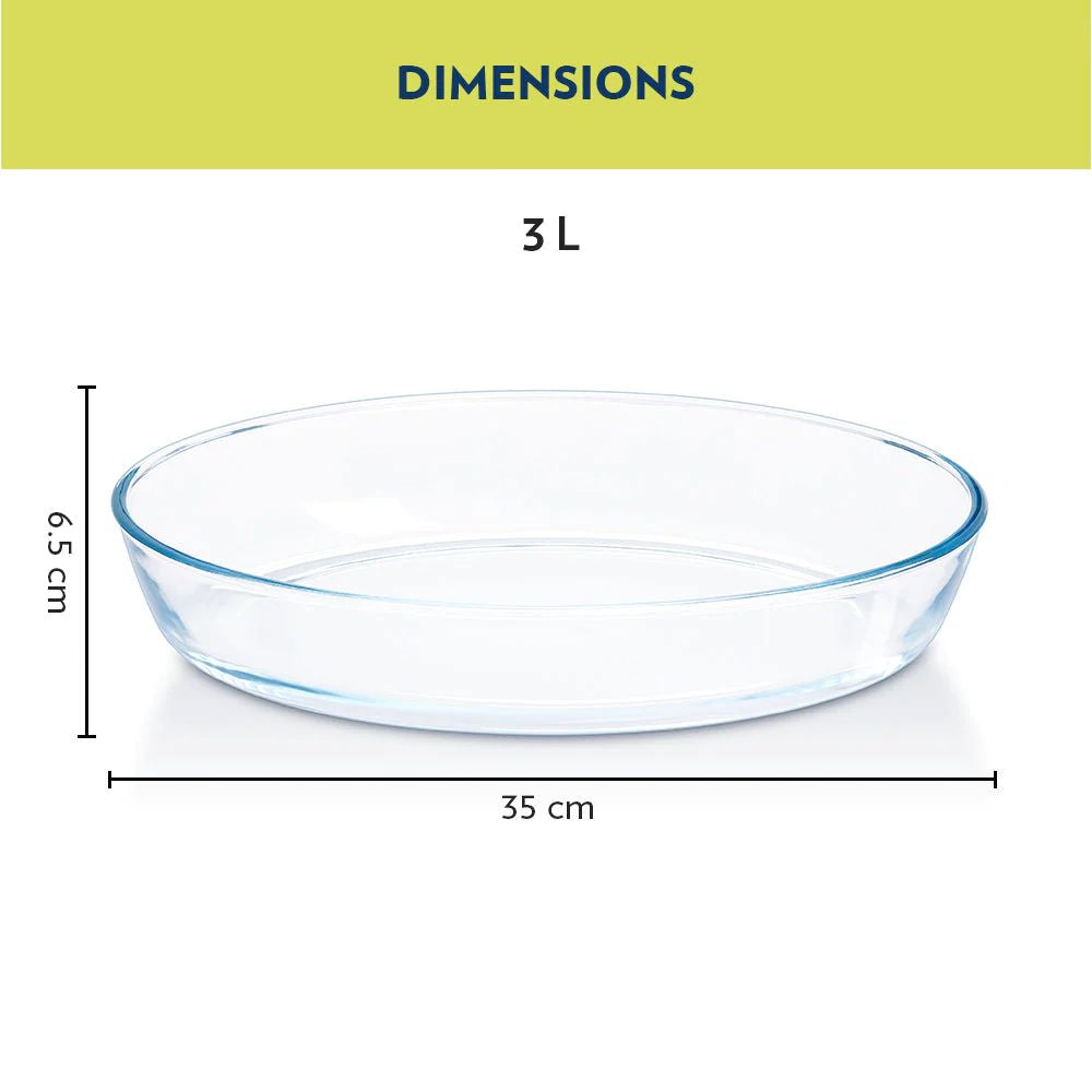Borosil Oval Baking Dish | Microwave & Oven Safe | Transparent | 1 Pc