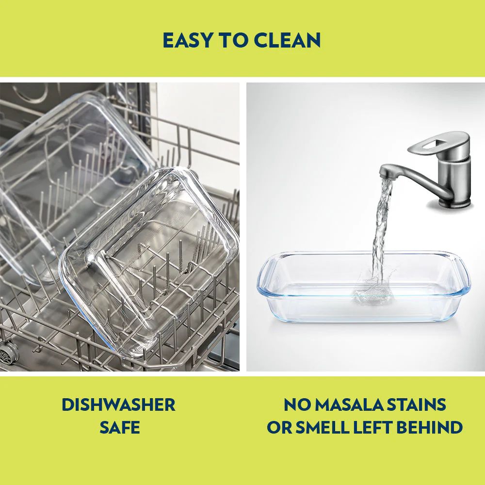 Borosil Rectangular 1500 ML Baking Dish | Microwave & Oven Safe | Transparent | 1 Pc
