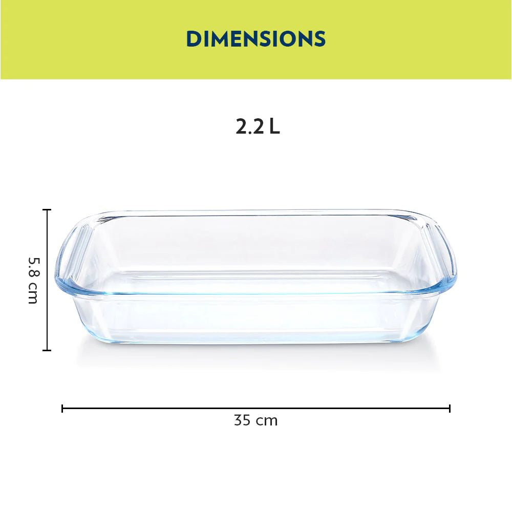 Borosil Deep Rectangular Dish | Microwave & Oven Safe | Transparent | 1 Pc