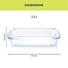 Borosil Deep Rectangular Dish | Microwave & Oven Safe | Transparent | 1 Pc