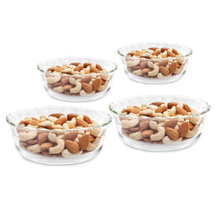 Borosil Designer 430 ML Bowl Set | Transparent | Set of 4 Pcs