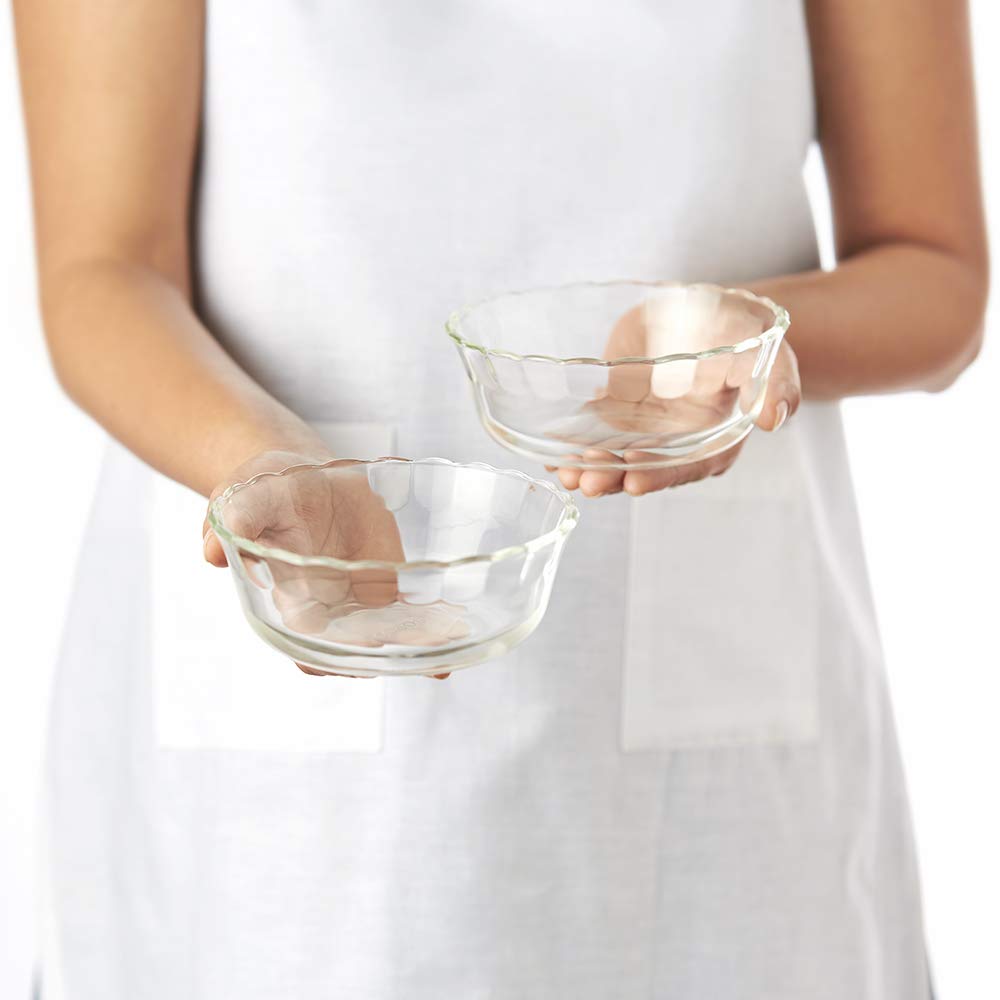 Borosil Designer 430 ML Bowl Set | Transparent | Set of 4 Pcs