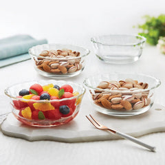 Borosil Designer 430 ML Bowl Set | Transparent | Set of 4 Pcs