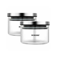 Borosil Classic 300 ML Glass Storage Jar | Transparent | Set of 2 Pcs