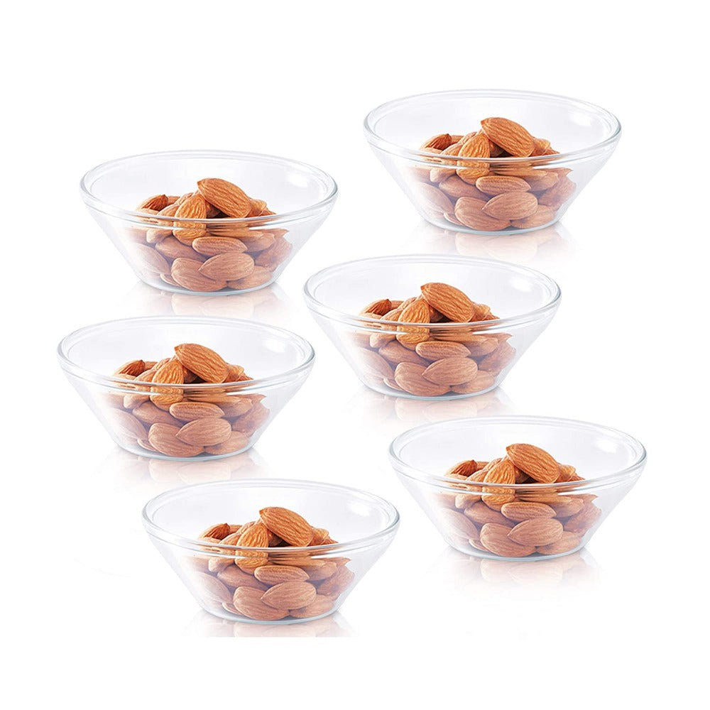 Borosil Venus 170 ML Glass Katori Set | Transparent | Set of 6 Pcs