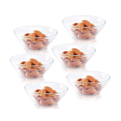 Borosil Venus 170 ML Glass Katori Set | Transparent | Set of 6 Pcs