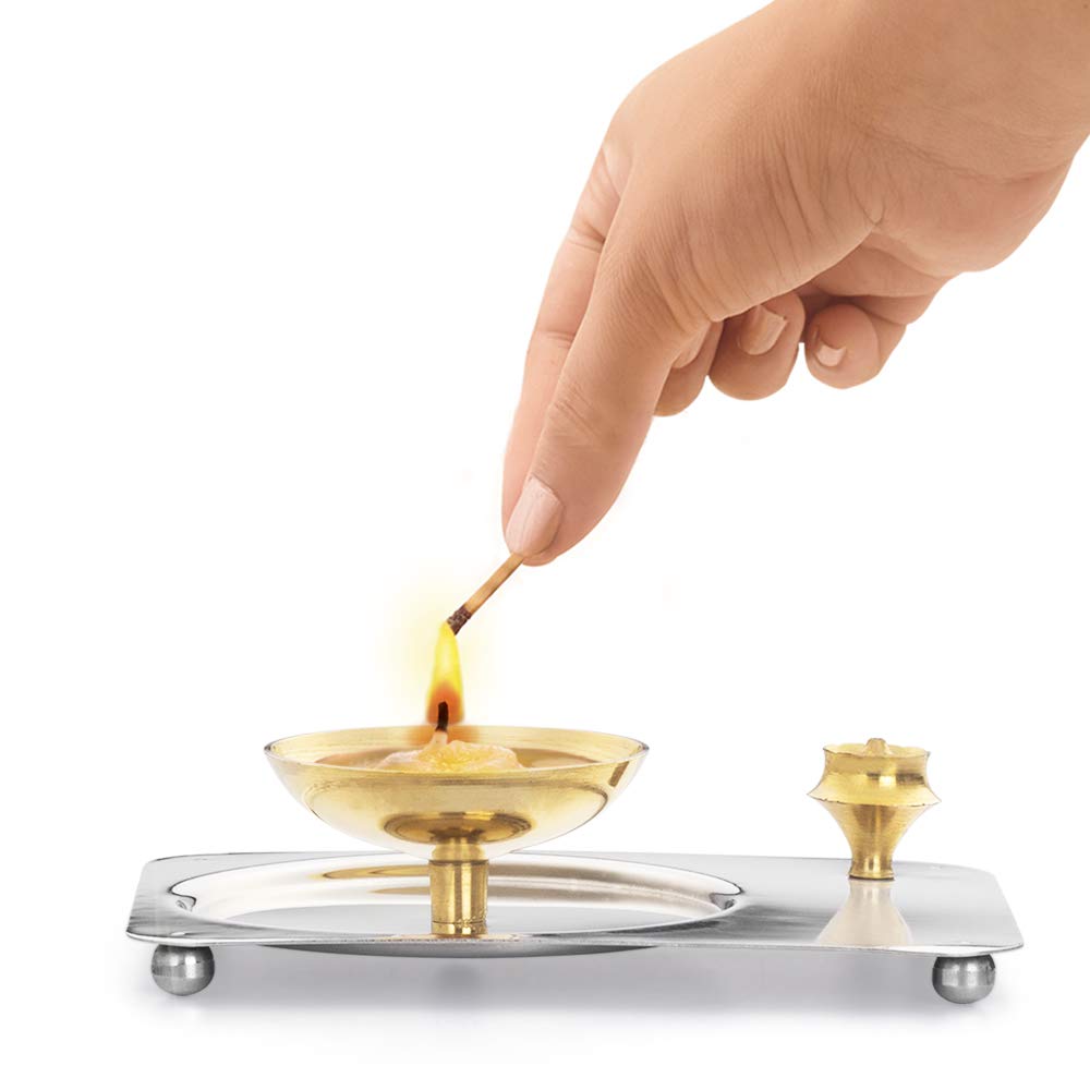 Borosil Glass Aarti Diya (Golden)