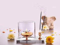 Borosil Glass Aarti Diya (Golden)