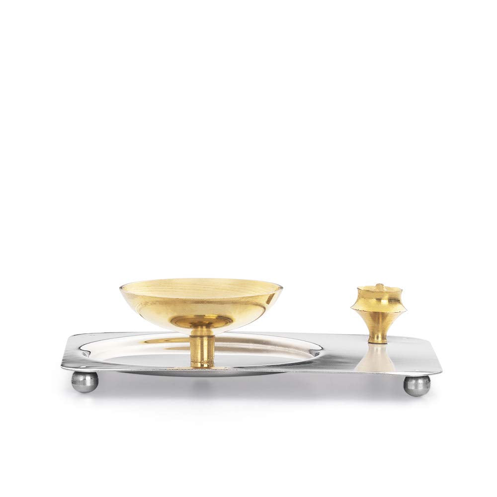 Borosil Glass Aarti Diya (Golden)