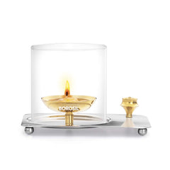 Borosil Glass Aarti Diya (Golden)