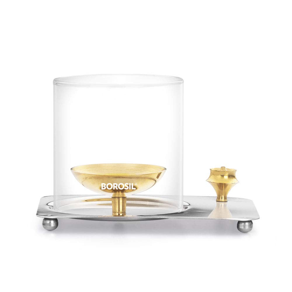 Borosil Glass Aarti Diya (Golden)