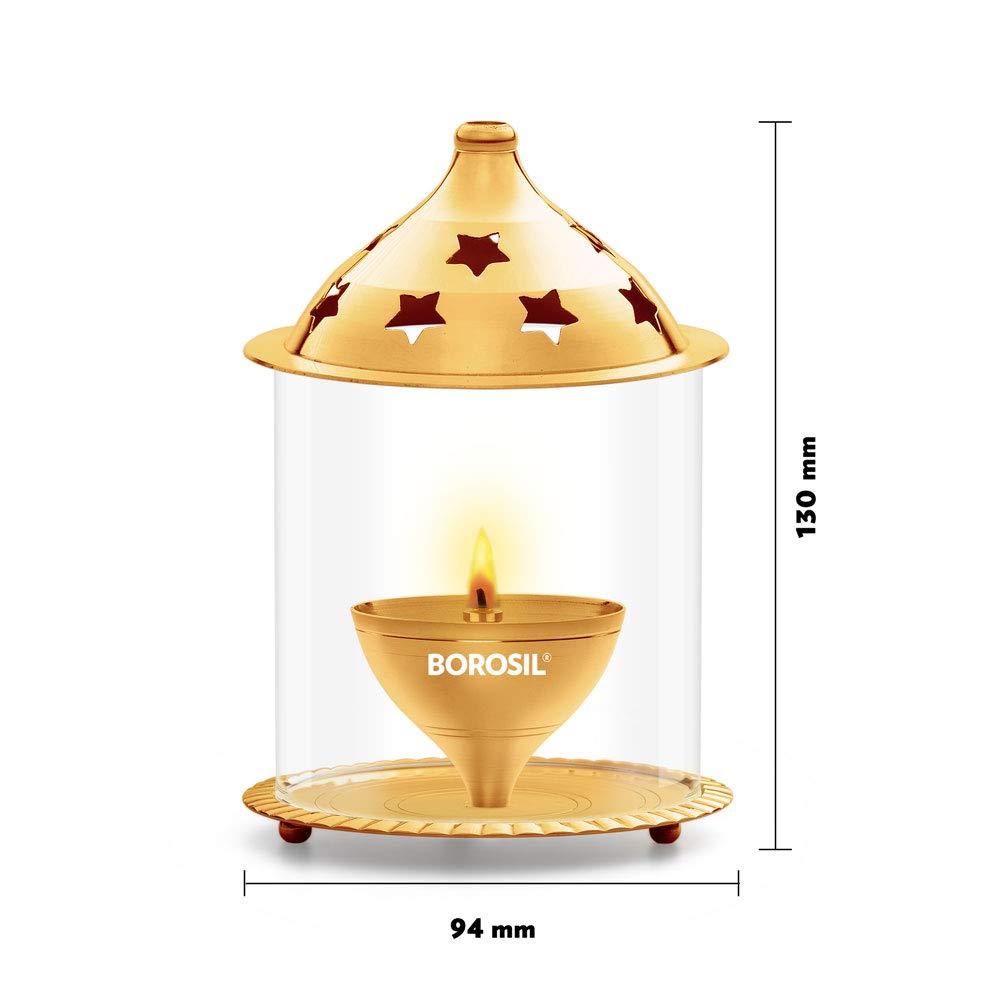 Borosil Brass Akhand Diya | Golden