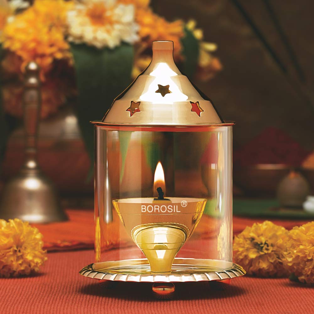 Borosil Brass Akhand Diya | Golden