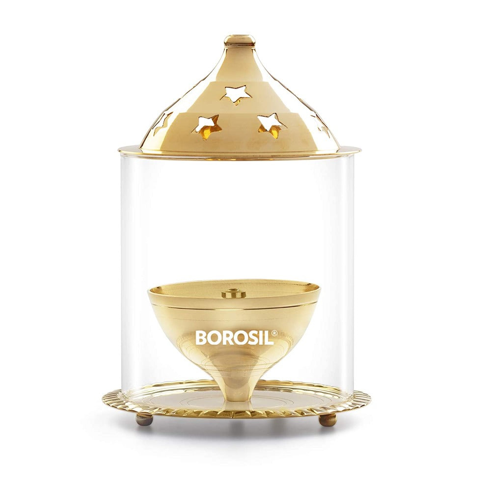 Borosil Brass Akhand Diya | Golden