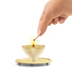 Borosil Brass Akhand Diya | Golden