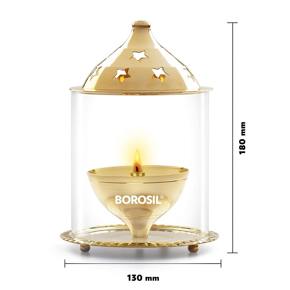 Borosil Brass Akhand Diya | Golden
