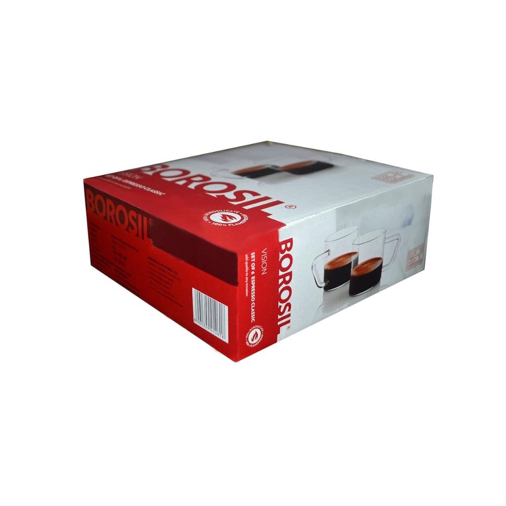 Borosil Vision Espresso 120 ML Cup Set | Transparent | Set of 6 Pcs