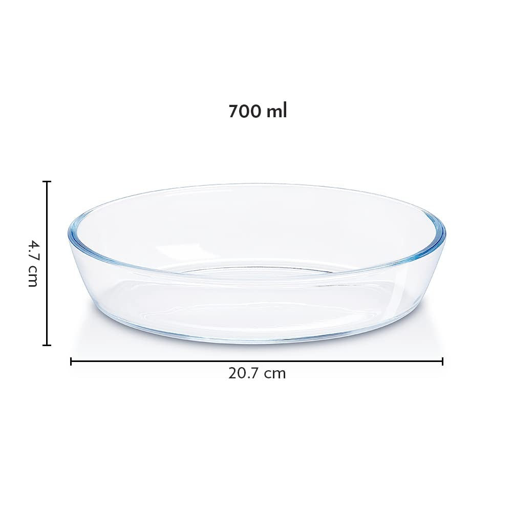 Borosil Dessert Set - 1 N 700 ML Oval Dish + 6 N 170 ML Venus Katoris | Transparent | Set of 7 Pcs