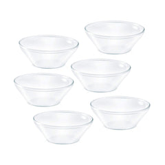 Borosil Dessert Set - 1 N 700 ML Oval Dish + 6 N 170 ML Venus Katoris | Transparent | Set of 7 Pcs