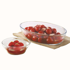 Borosil Dessert Set - 1 N 700 ML Oval Dish + 6 N 170 ML Venus Katoris | Transparent | Set of 7 Pcs