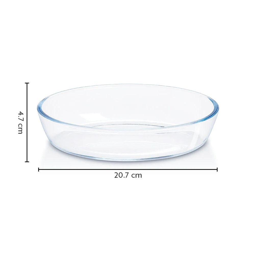 Borosil Bake N Store Set - 700 ML Oval Dish + 620 ML Klip n Store Round Container | Transparent | Set of 2 Pcs