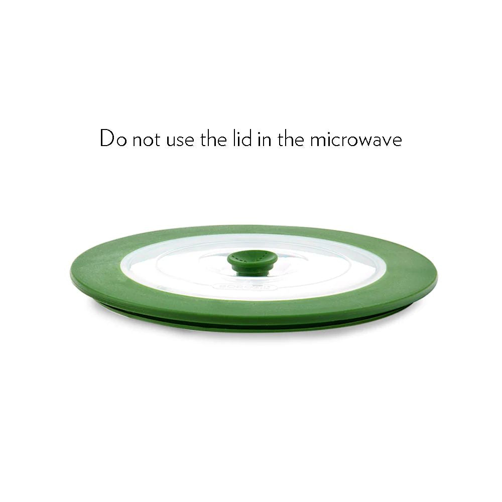 Borosil Round 1000 ML Dish with Green Lid | Microwave & Oven Safe | Transparent | 1 Pc