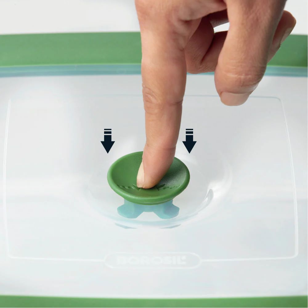 Borosil Square Dish with Green Lid | Microwave & Oven Safe | Transparent | 1 Pc