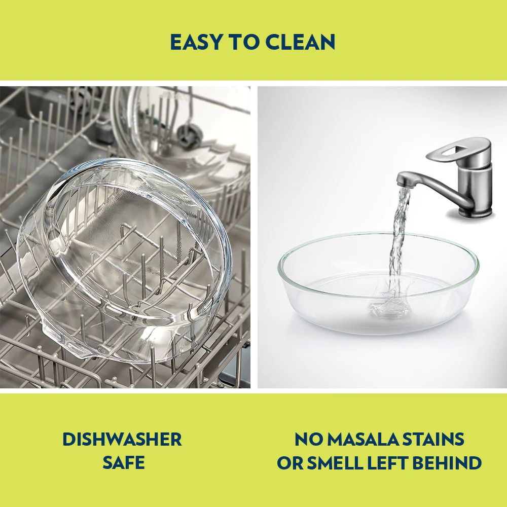 Borosil Round 2000 ML Dish | Microwave & Oven Safe | Transparent | 1 Pc
