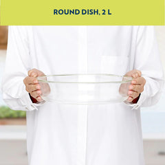 Borosil Round 2000 ML Dish | Microwave & Oven Safe | Transparent | 1 Pc