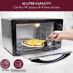 Borosil Prima 42 Litres Digital Oven Toaster & Grill | Motorized Rotisserie & Convection Heating | Silver & Black