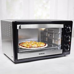 Borosil Prima 42 Litres Digital Oven Toaster & Grill | Motorized Rotisserie & Convection Heating | Silver & Black
