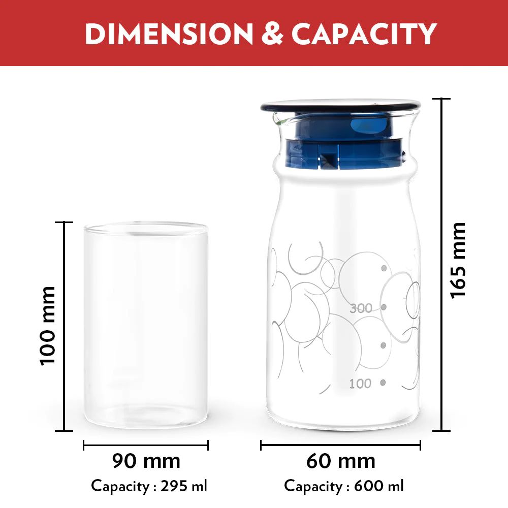 Borosil Aqua Set (Marina Jug + Vision Glass) | Transparent | Set of 3 Pcs