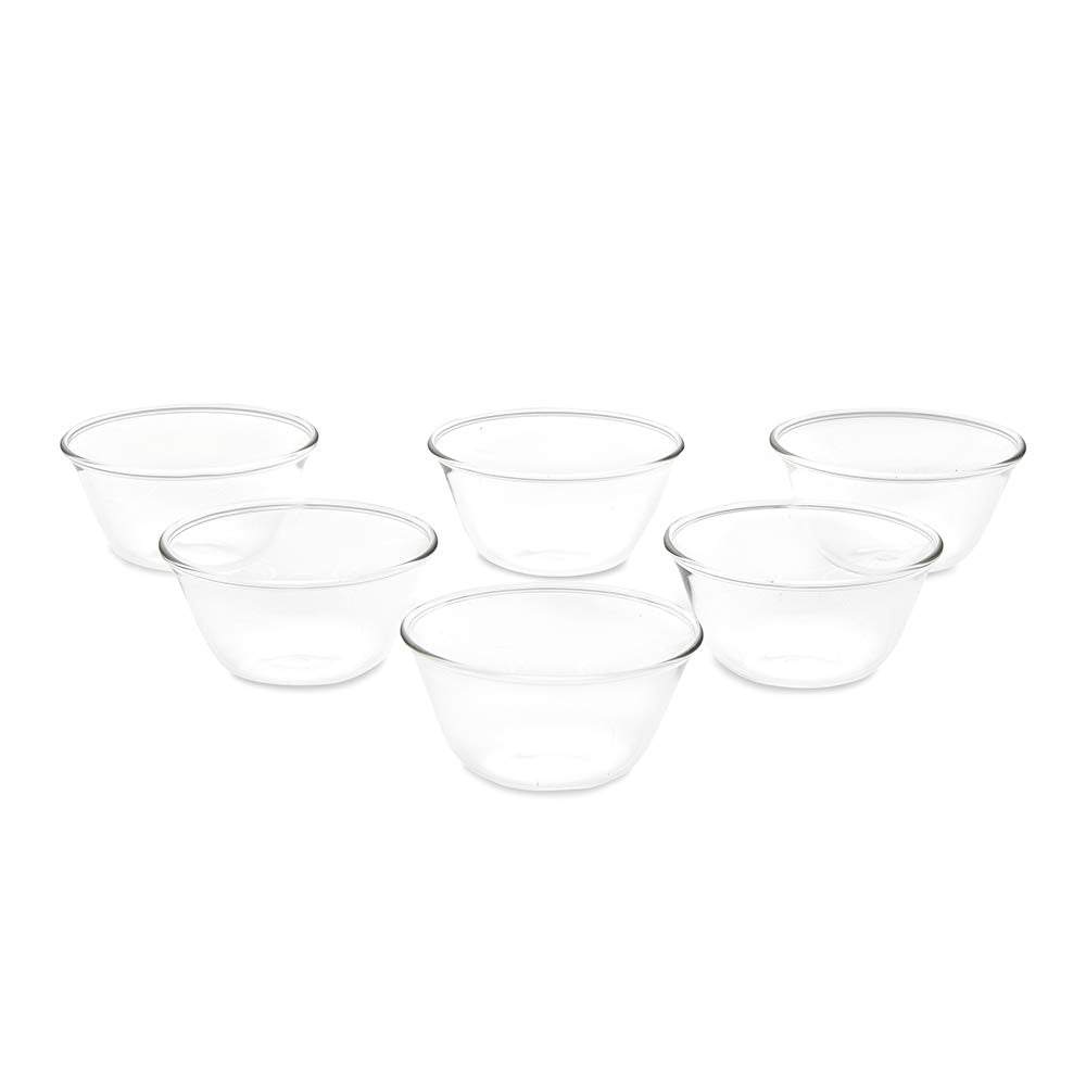 Borosil Dessert 170 ML Glass Katori Set | Transparent | Set of 6 Pcs