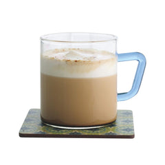 Borosil Vision Classic 190 ML Mug with Blue Handle | Transparent | Set of 6 Pcs