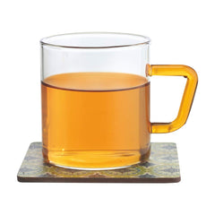 Borosil Vision Classic 190 ML Mug with Yellow Handle | Transparent | Set of 6 Pcs