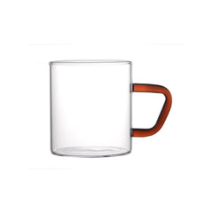 Borosil Vision Classic 190 ML Mug with Brown Handle | Transparent | Set of 6 Pcs