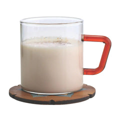 Borosil Vision Classic 190 ML Mug with Brown Handle | Transparent | Set of 6 Pcs