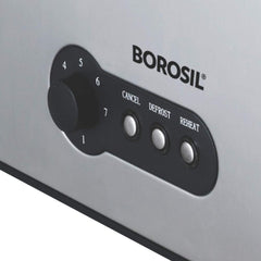 Borosil Krispy 4 Slice 1500 Watt Pop-Up Toaster | Silver & Black