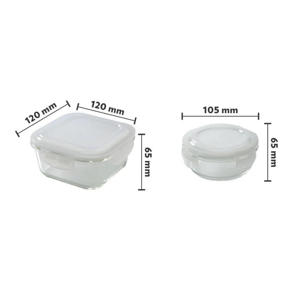 Borosil Microwavable Klip-N-Store Daisy 4 Containers Borosilicate Glass Lunch Box | Set of 4 Pcs