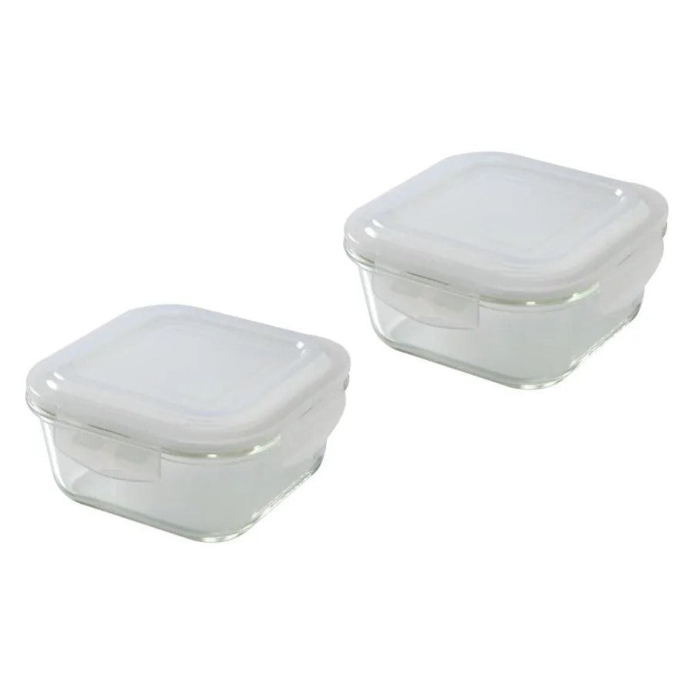 Borosil Microwavable Klip-N-Store Daisy 4 Containers Borosilicate Glass Lunch Box | Set of 4 Pcs